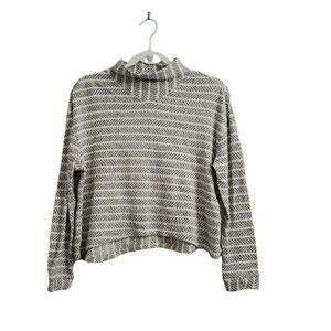 Anthropologie Amadi‎ Mirielle Sweater SPGray White Striped Mock Neck Stretch